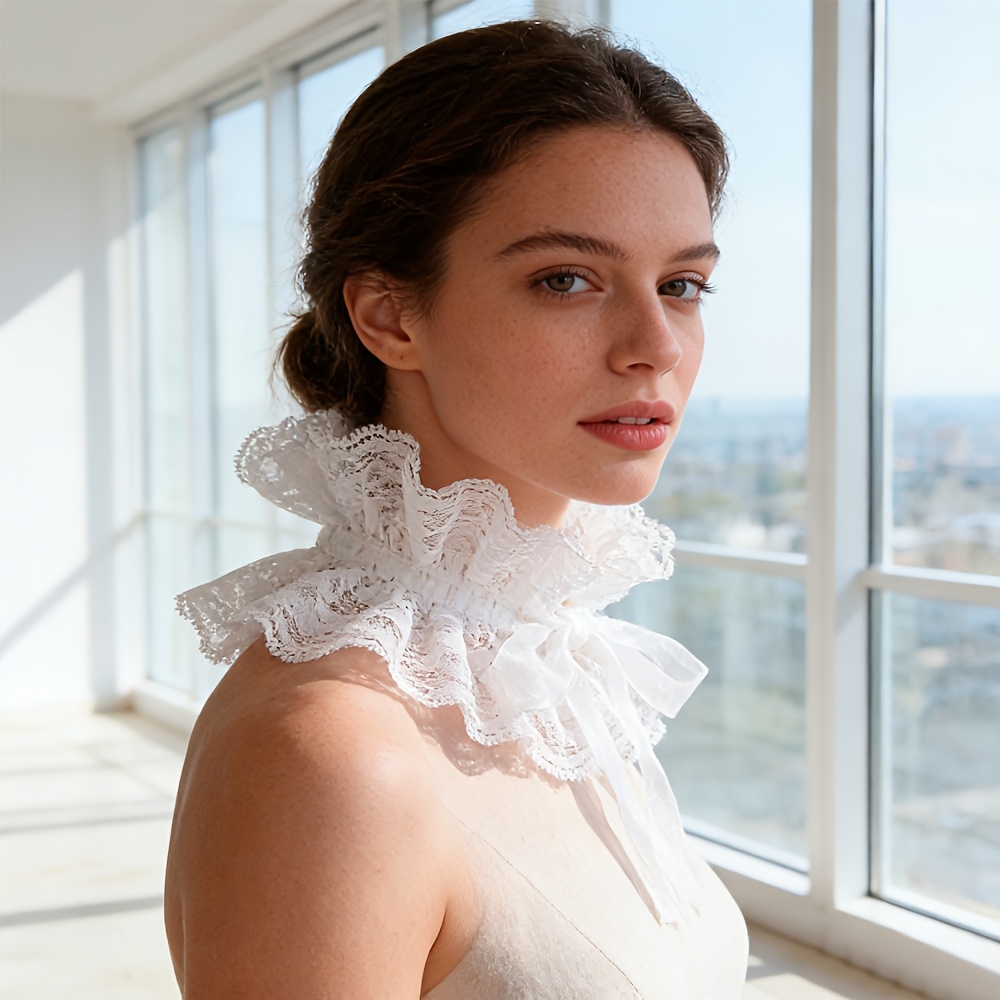 Women's Vintage White Lace Ruffled Collar Necklace